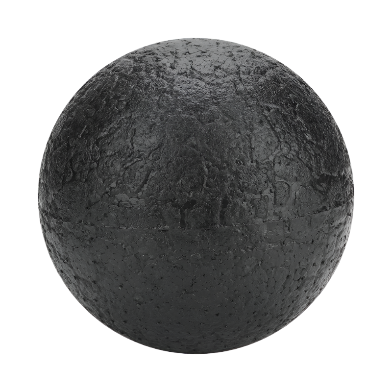 Black textured ball on a white background