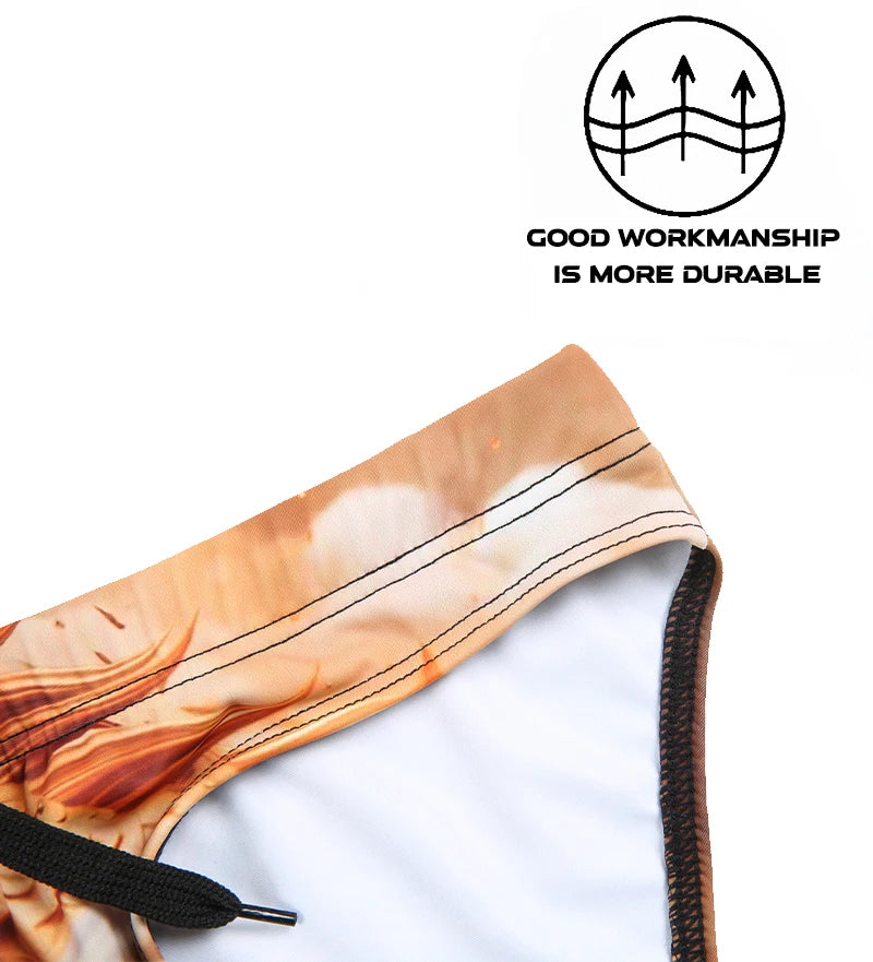Fashion Printed Beach Briefs Men's Swimwear