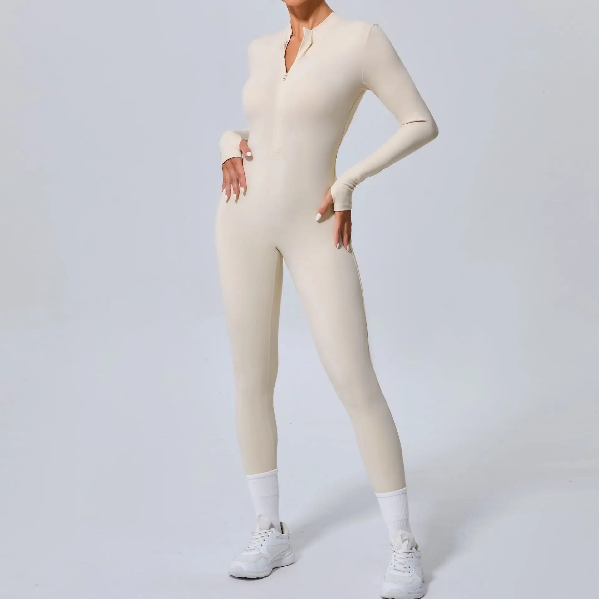Seamless Zippered Hip-Lift Jumpsuit