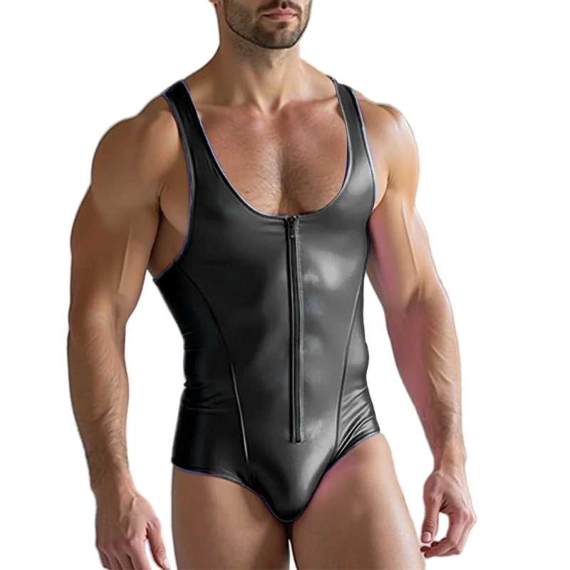 INCERUN Men's Shiny Bodysuit Jumpsuit