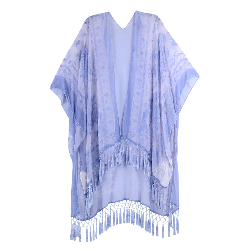 Tassel Plush Beach Kimono