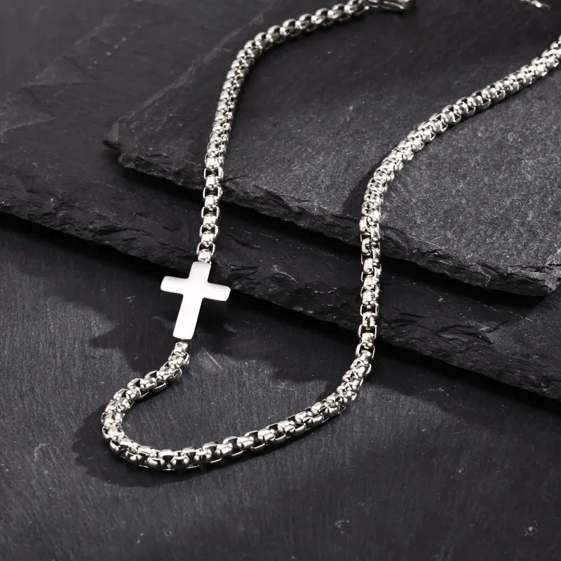 Men's Sideways Cross Necklace