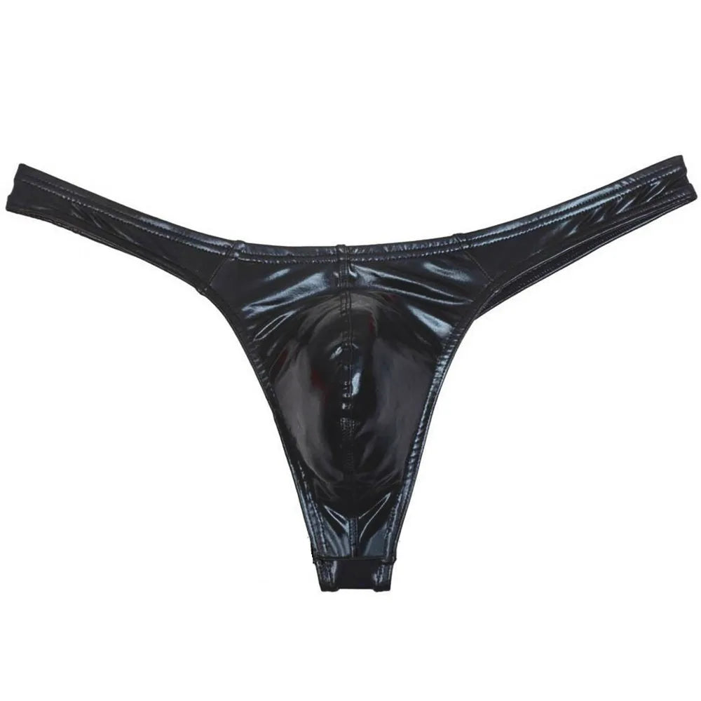 Shiny Faux Leather Thong