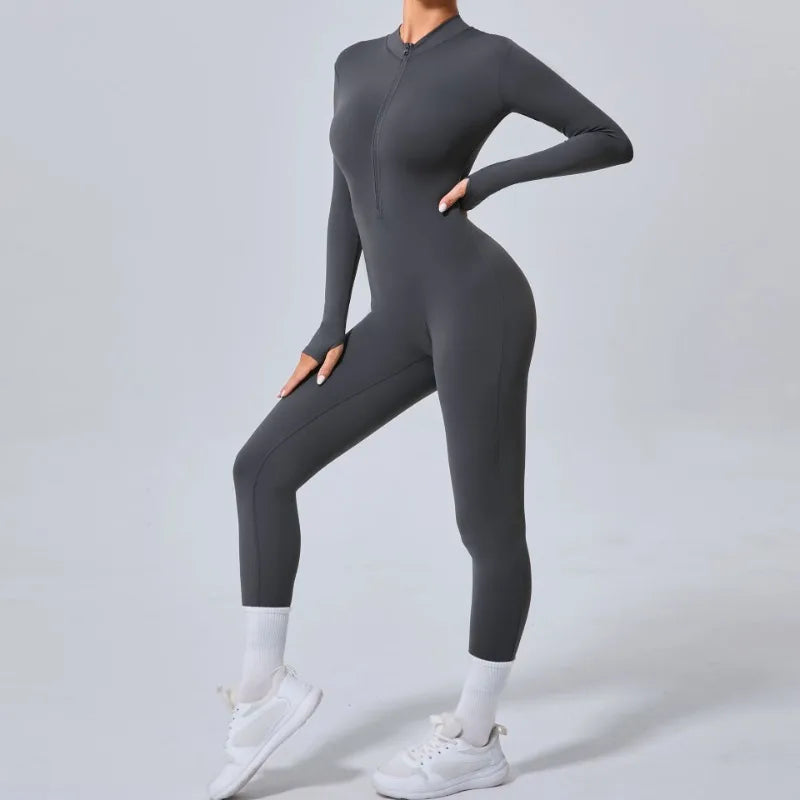 Seamless Zippered Hip-Lift Jumpsuit
