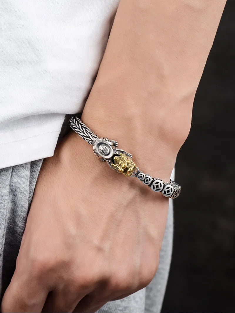 Retro Pixiu Silver Plated Bracelet
