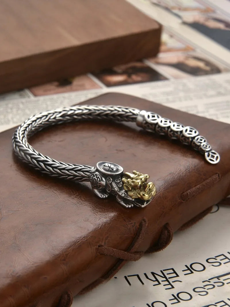 Retro Pixiu Silver Plated Bracelet