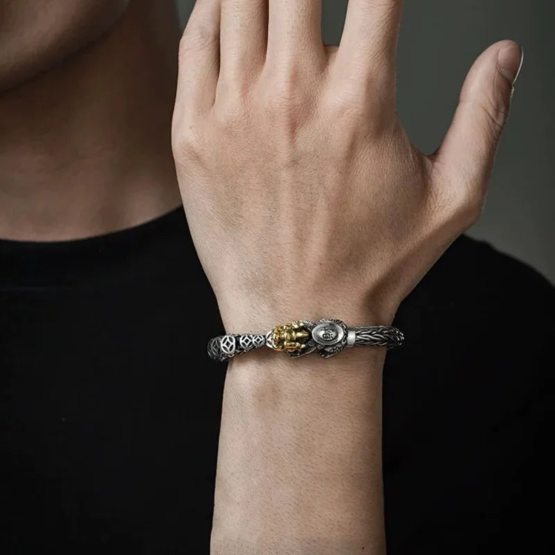 Retro Pixiu Silver Plated Bracelet