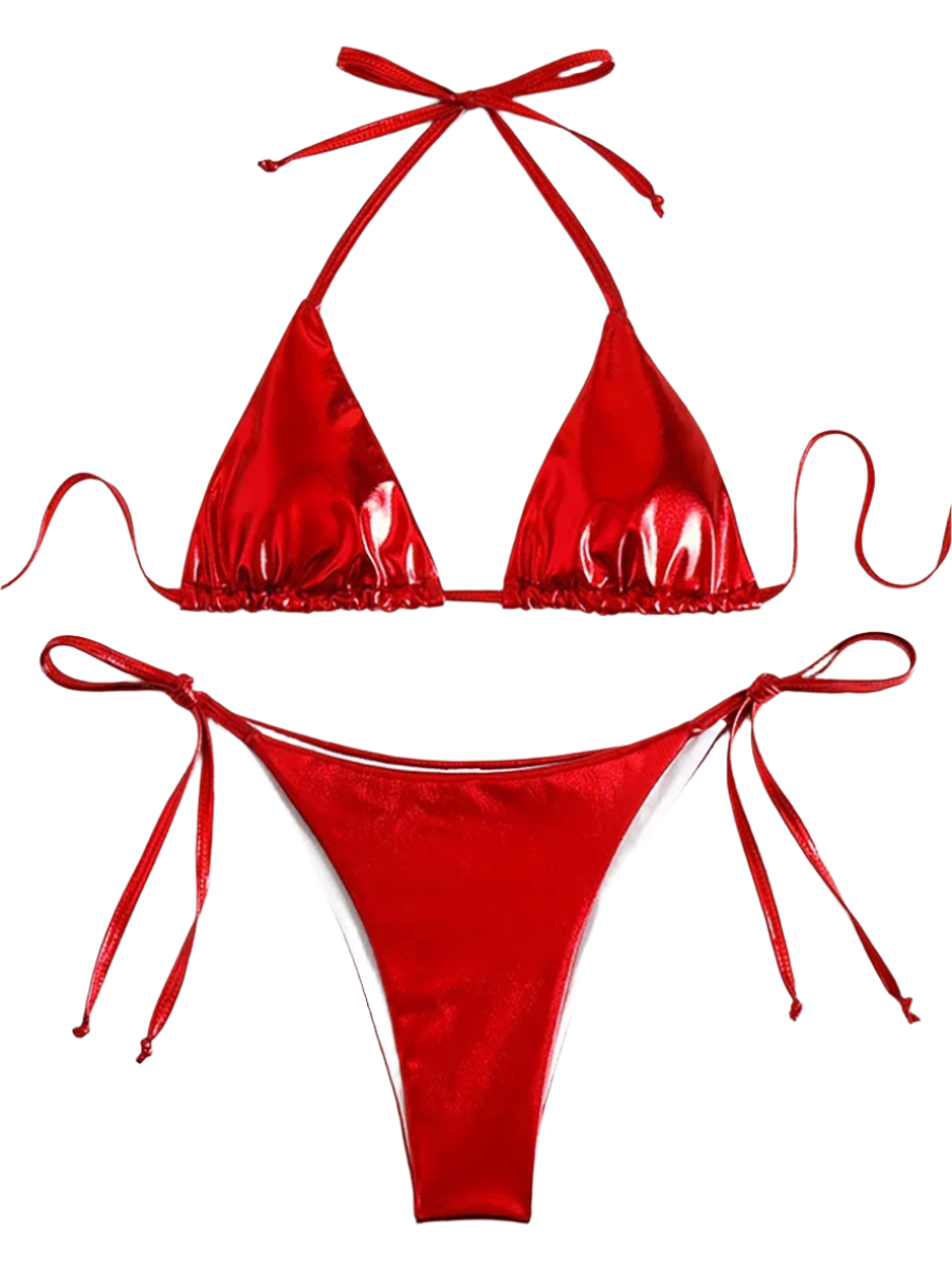 Shimmer Lace-Up Triangle Bikini