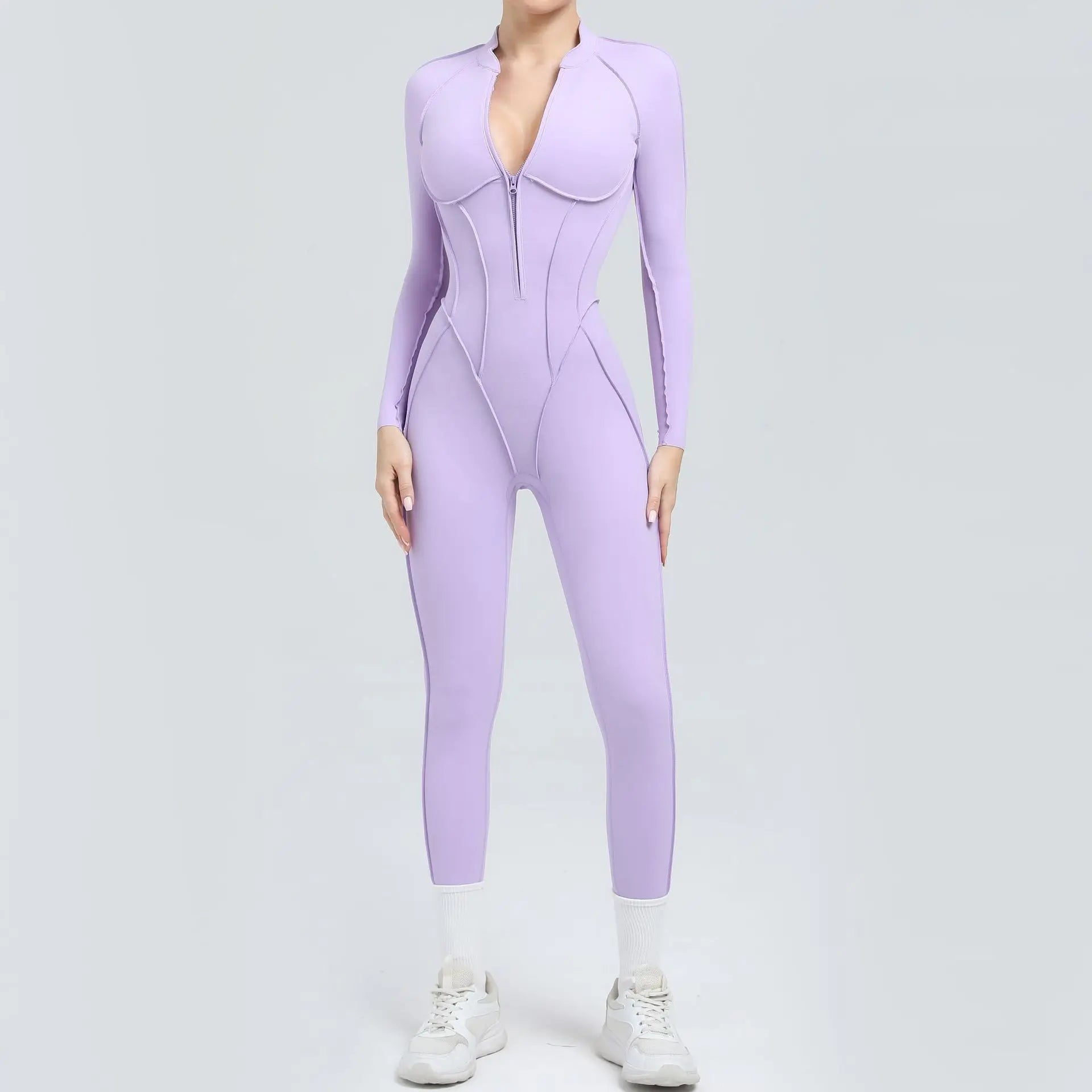 Long-Leg Zipper Yoga Jumpsuit