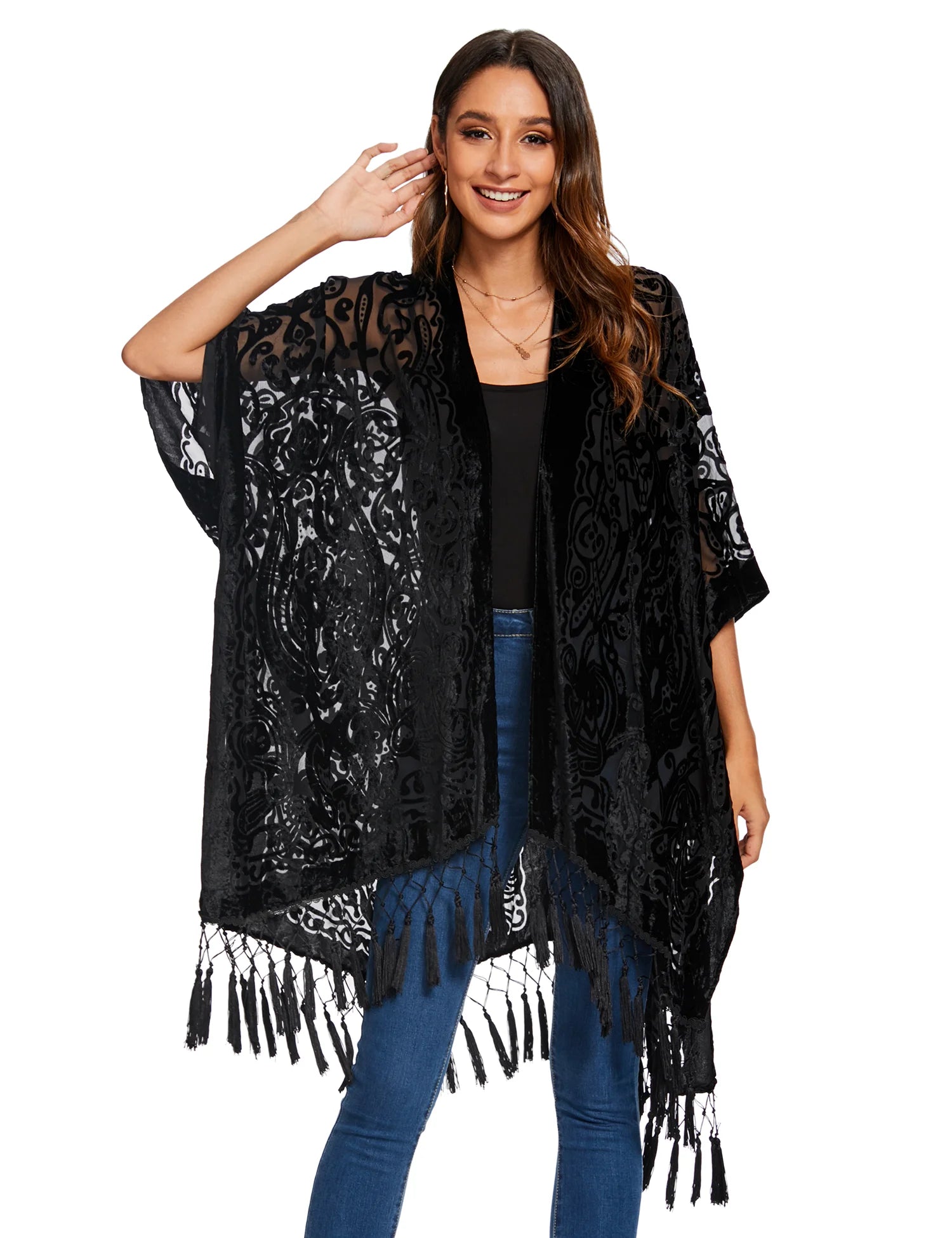 Tassel Plush Beach Kimono