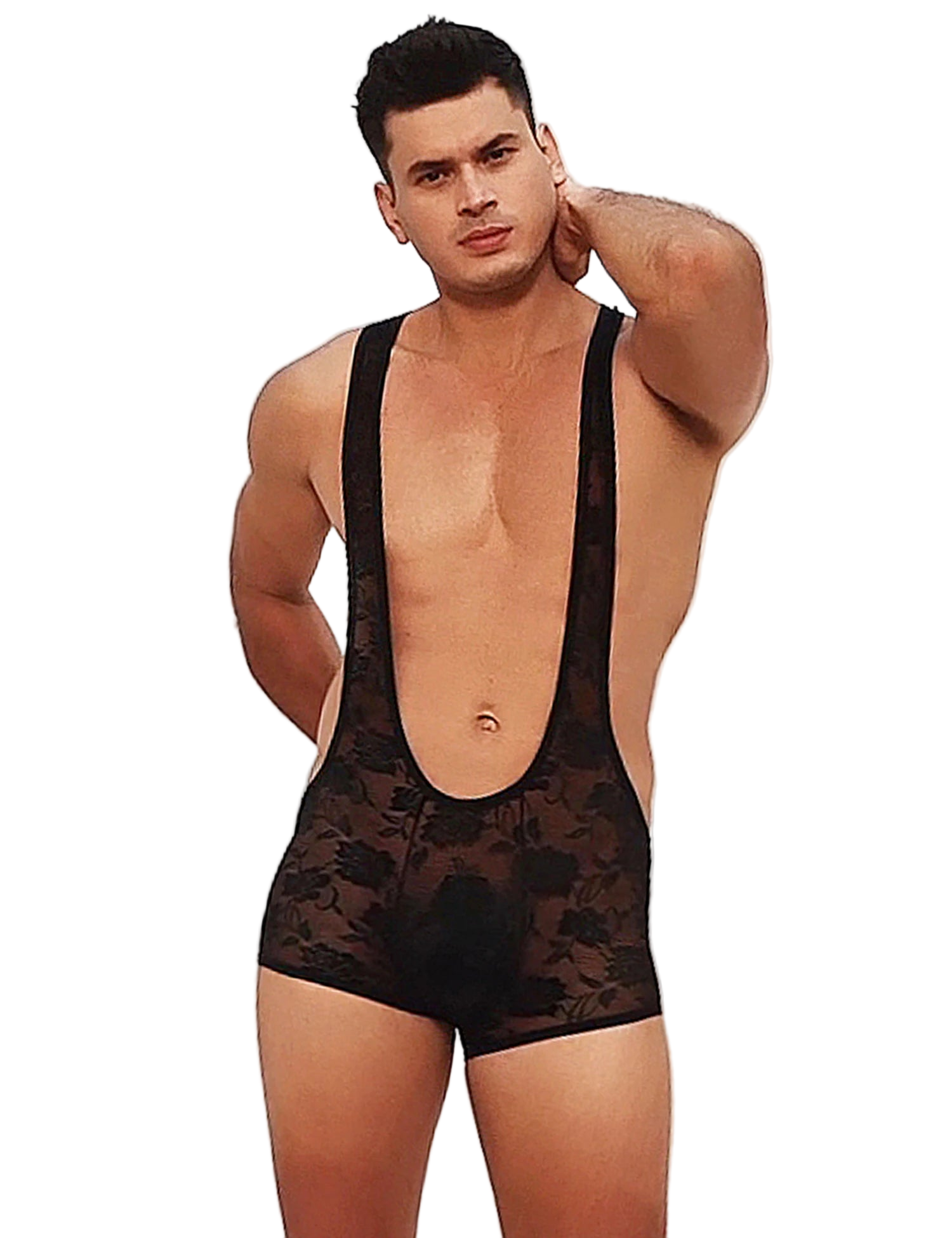 Sexy Men's Lace Bodysuit Jumpsuit