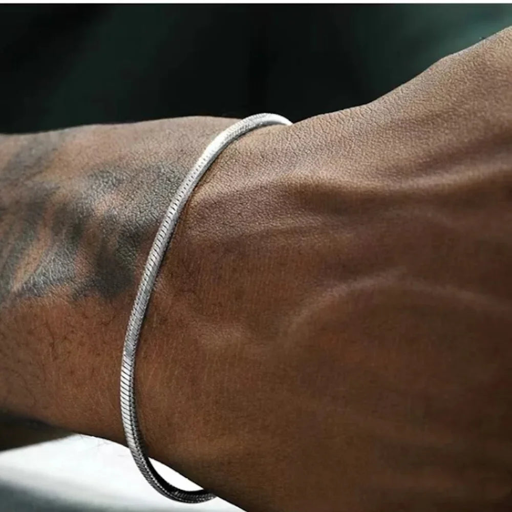 Sleek 3mm Sterling Snake Bracelet