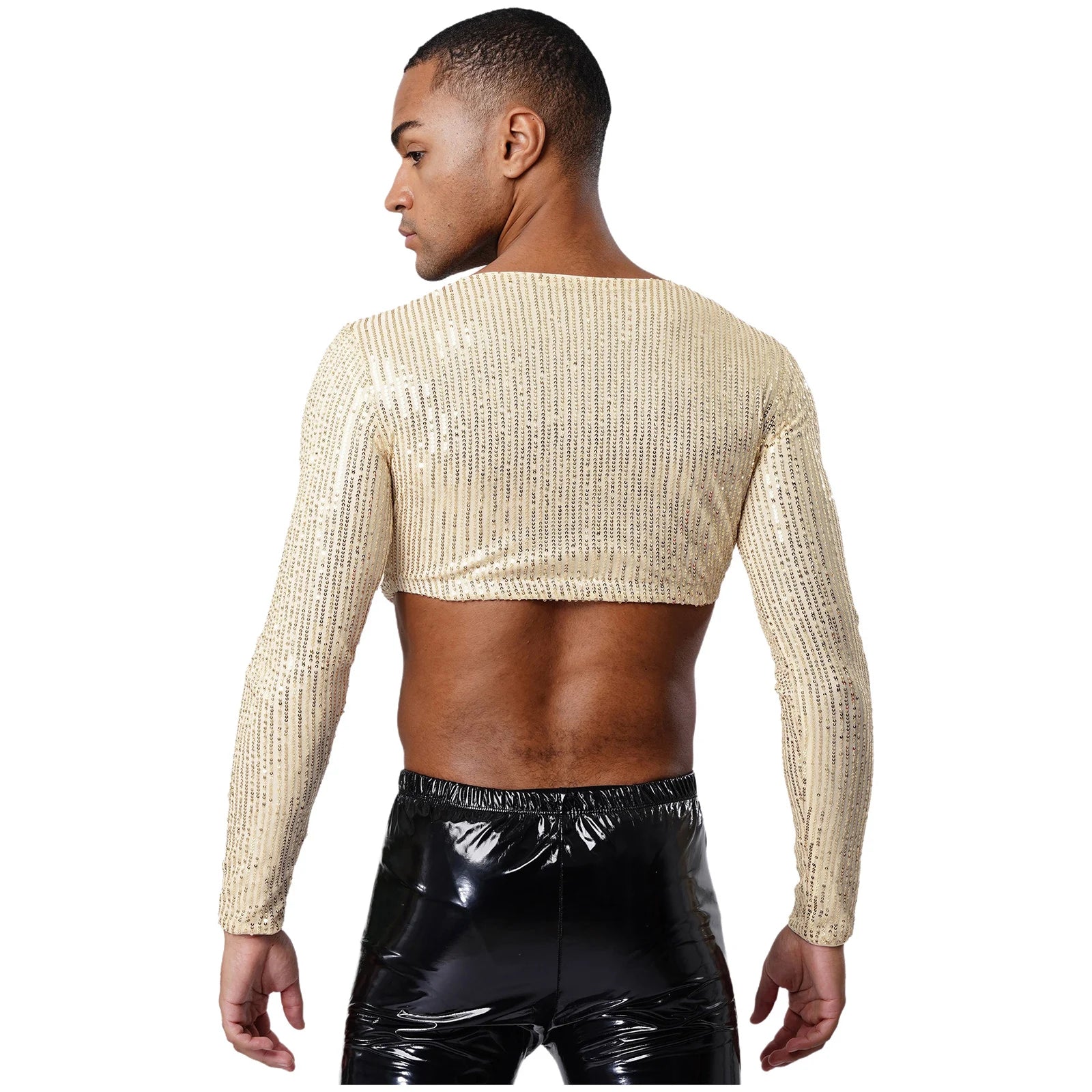 Men's Glitter Sequin Crop Top