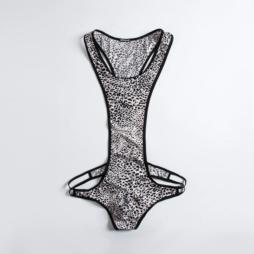 Sexy Leopard Men's T-Back Bodysuit