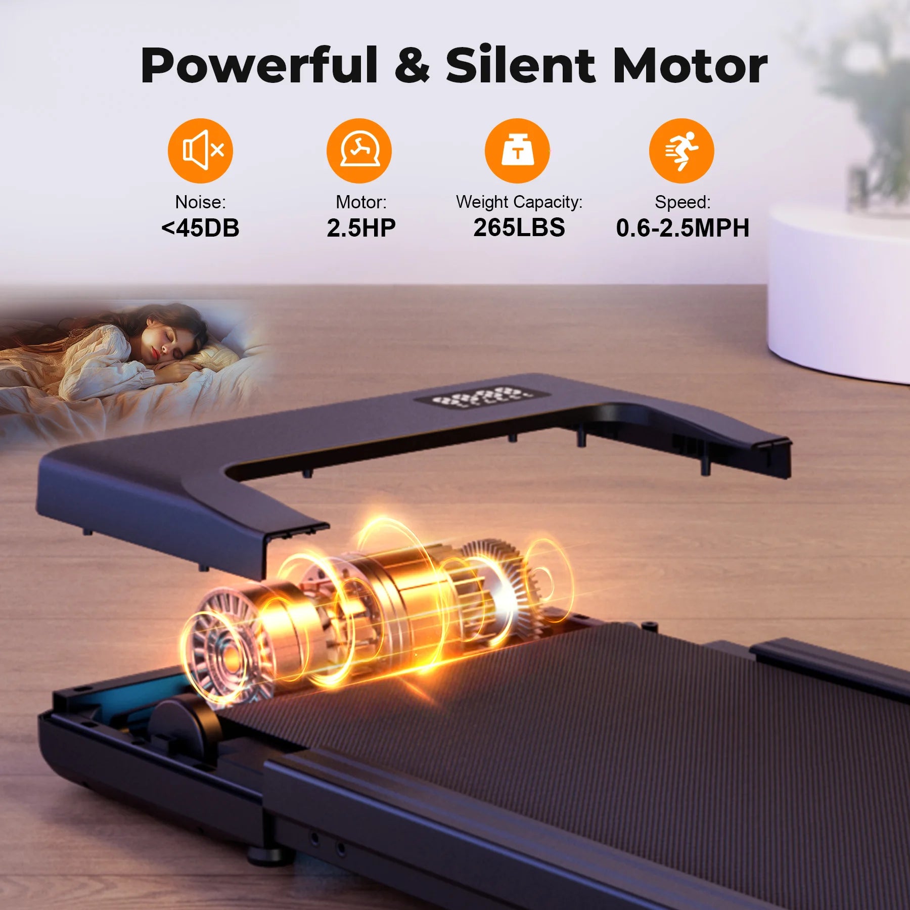 2 in 1 Portable Treadmill with Remote Control LED Display