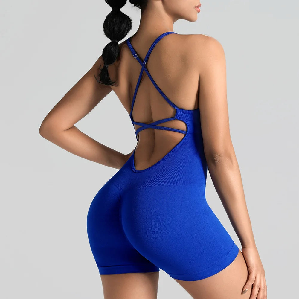 Hollow-Out Suspender Yoga Jumpsuit