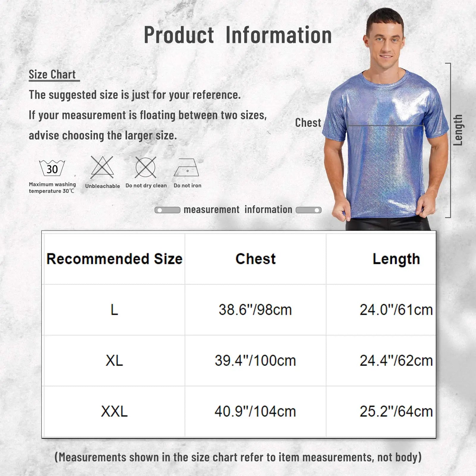Mens Shiny Top Short Sleeve T-shirt for Rave Party Club