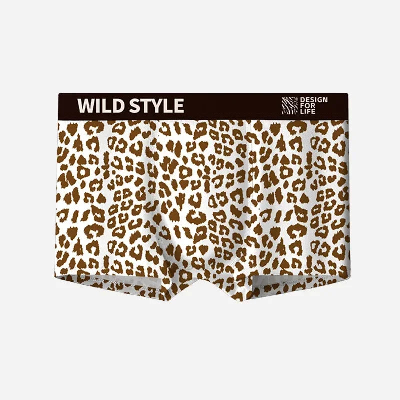 MAIMENG Men's Ice Silk Underwear leopard Underpants Summer Cool Breathable BoxerShorts Leopard Pattern Men's Underwear Sport