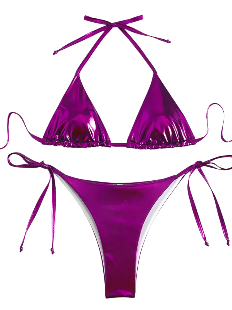 Shimmer Lace-Up Triangle Bikini