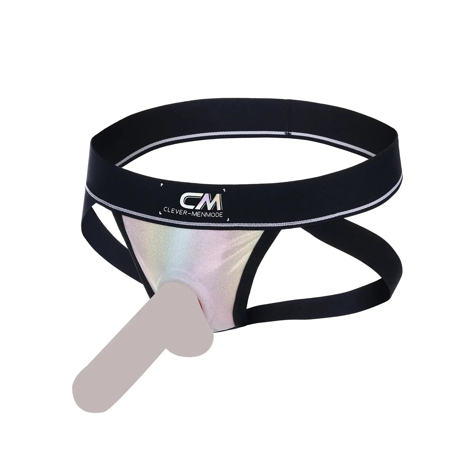 Silvery Faux Leather Erotic Jockstrap