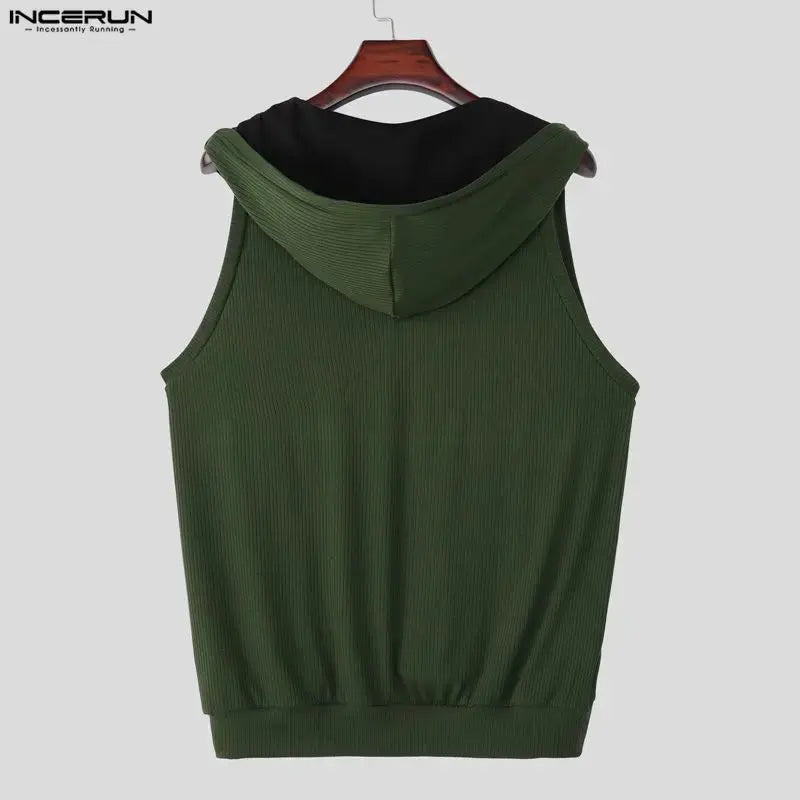 Patchwork Hooded Tank Top