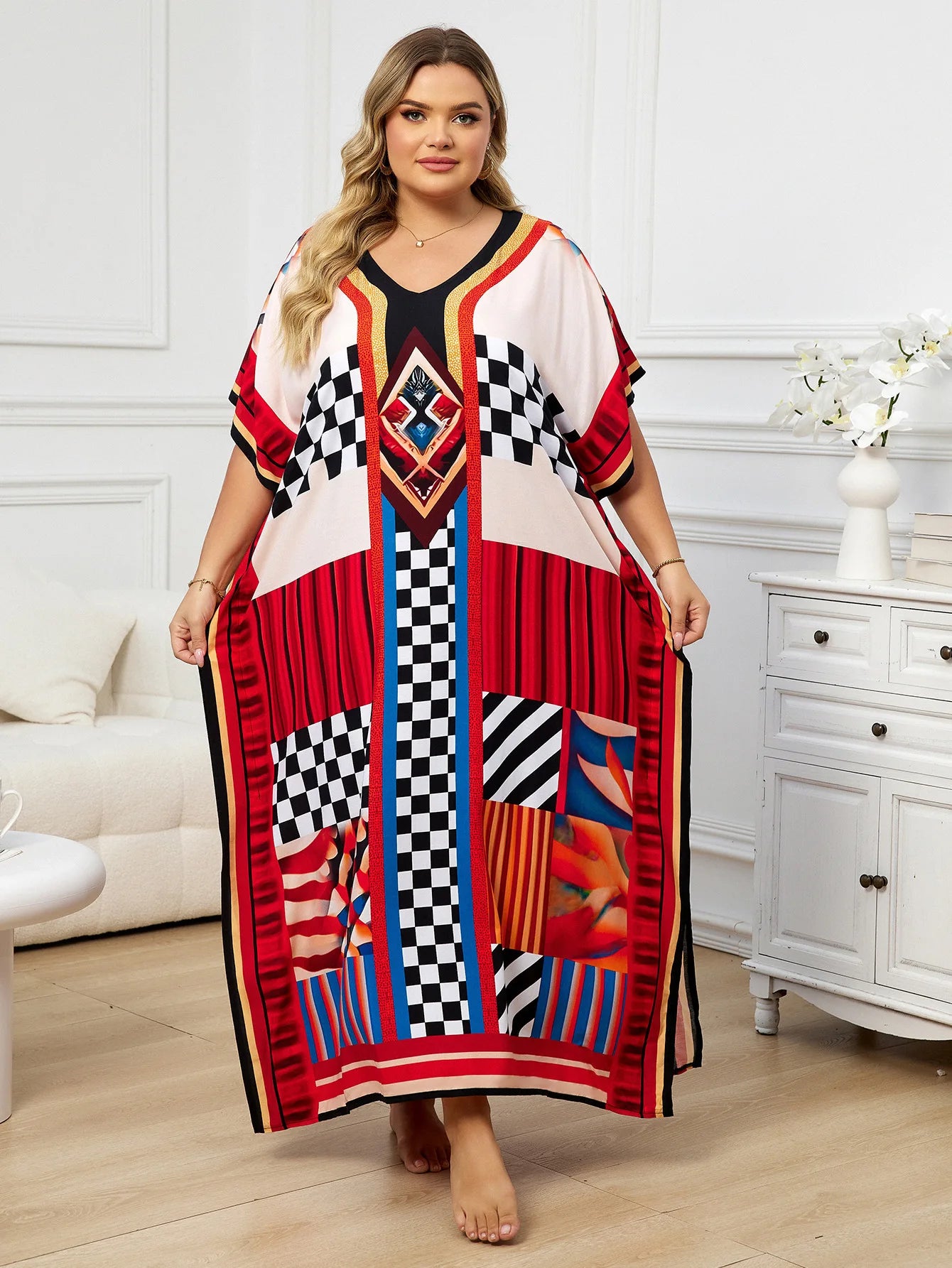 Flowing Plus-Size Kaftan