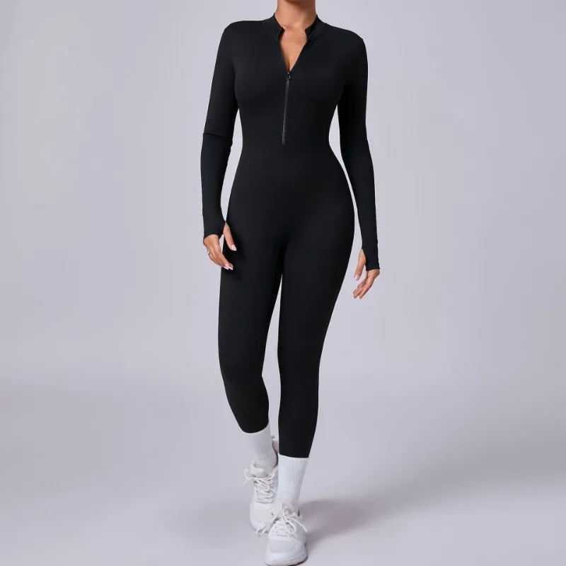 Seamless Zippered Hip-Lift Jumpsuit