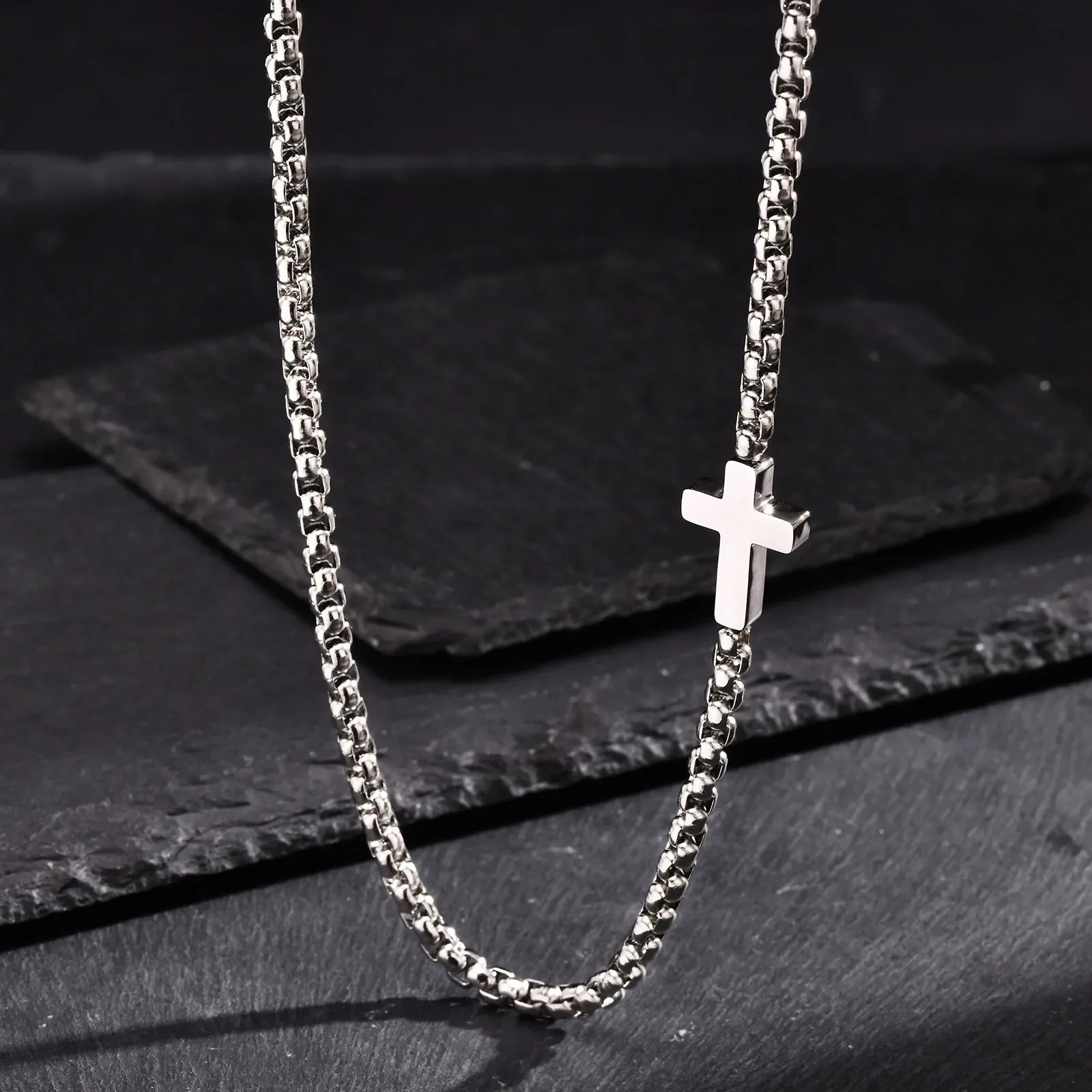 Men's Sideways Cross Necklace
