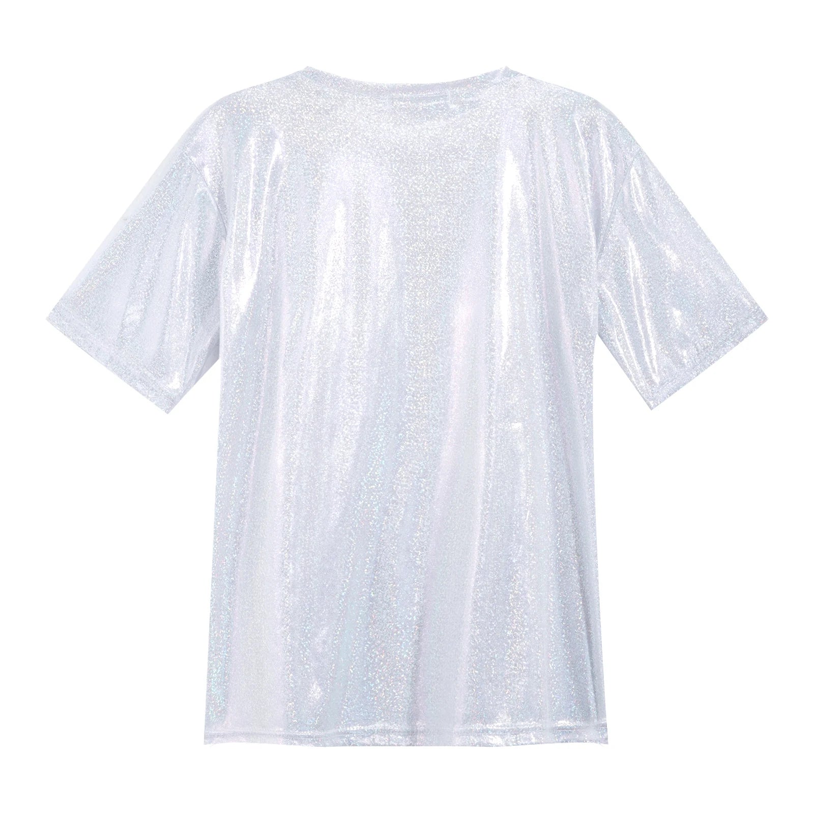 Mens Shiny Top Short Sleeve T-shirt for Rave Party Club
