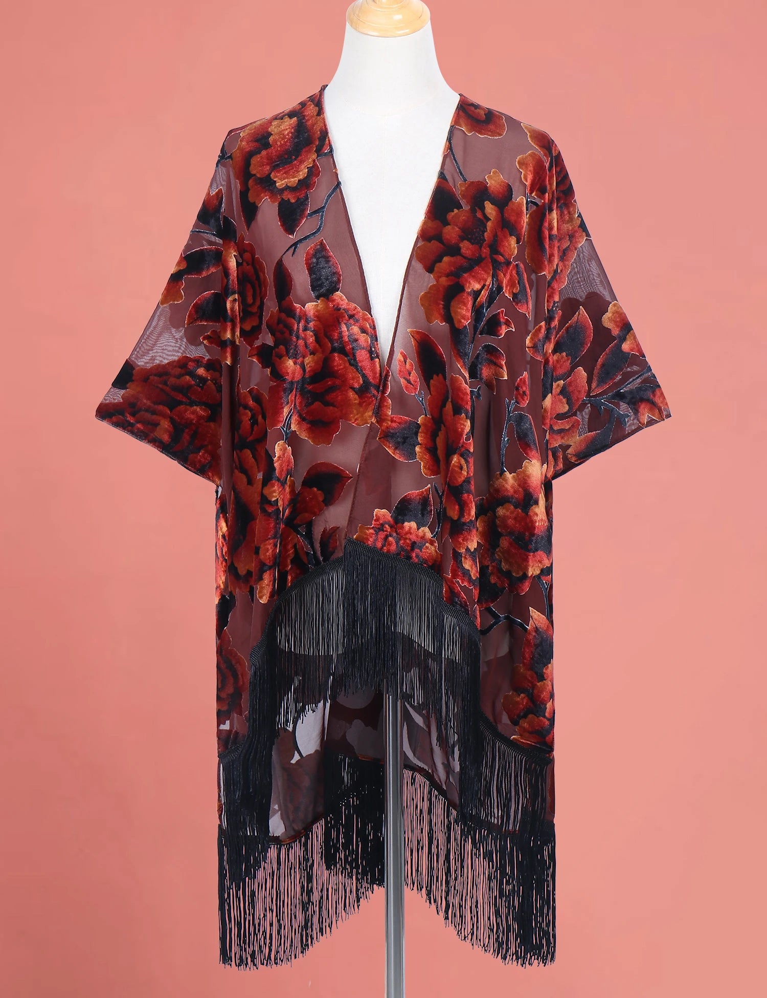 Tassel Plush Beach Kimono