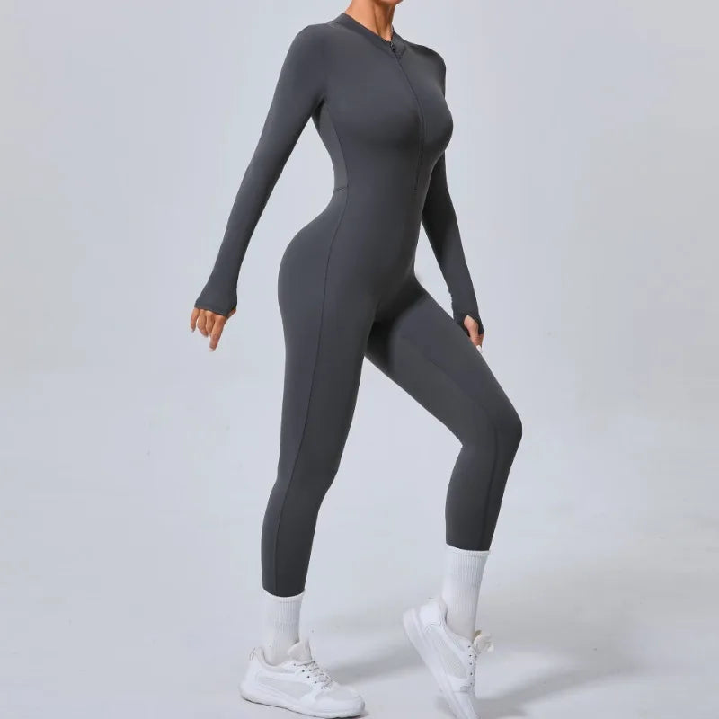 Seamless Zippered Hip-Lift Jumpsuit