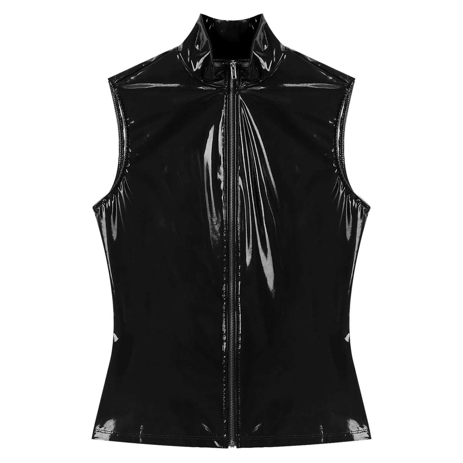Men's Glossy Patent Leather Vest Top