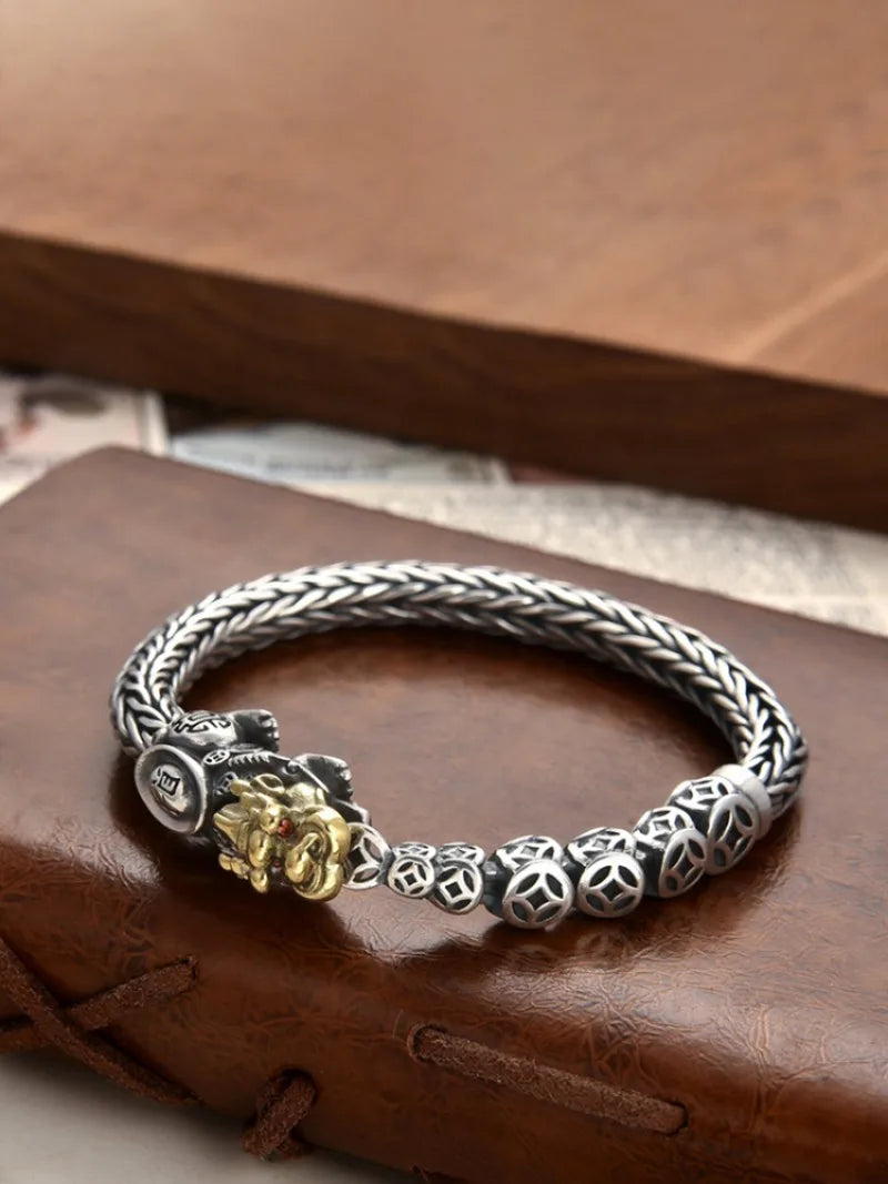 Retro Pixiu Silver Plated Bracelet