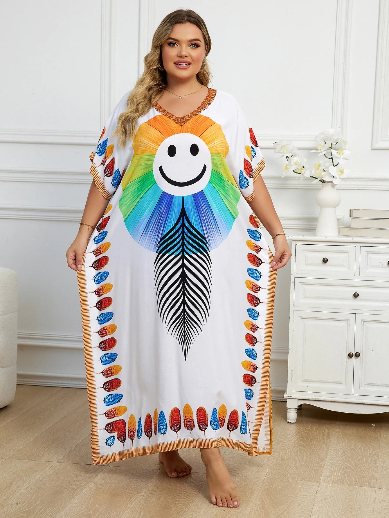 Flowing Plus-Size Kaftan