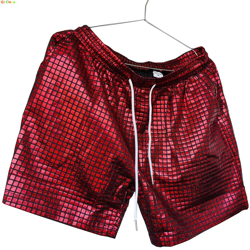 Men's Beach Drawstring Plaid Shorts