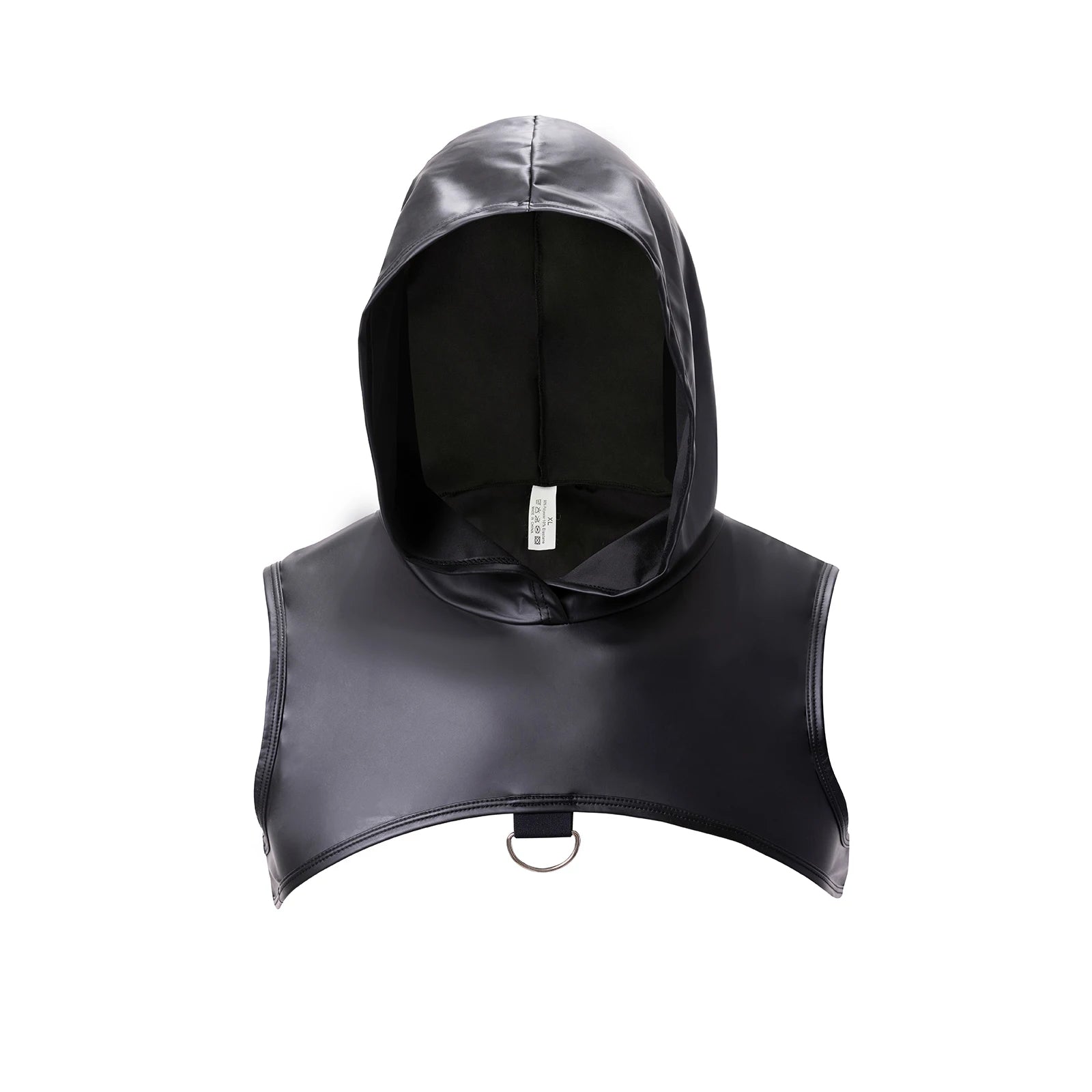 Men's Faux Leather Hooded Crop Top Vest Fitness Sleeveless Tank Tops