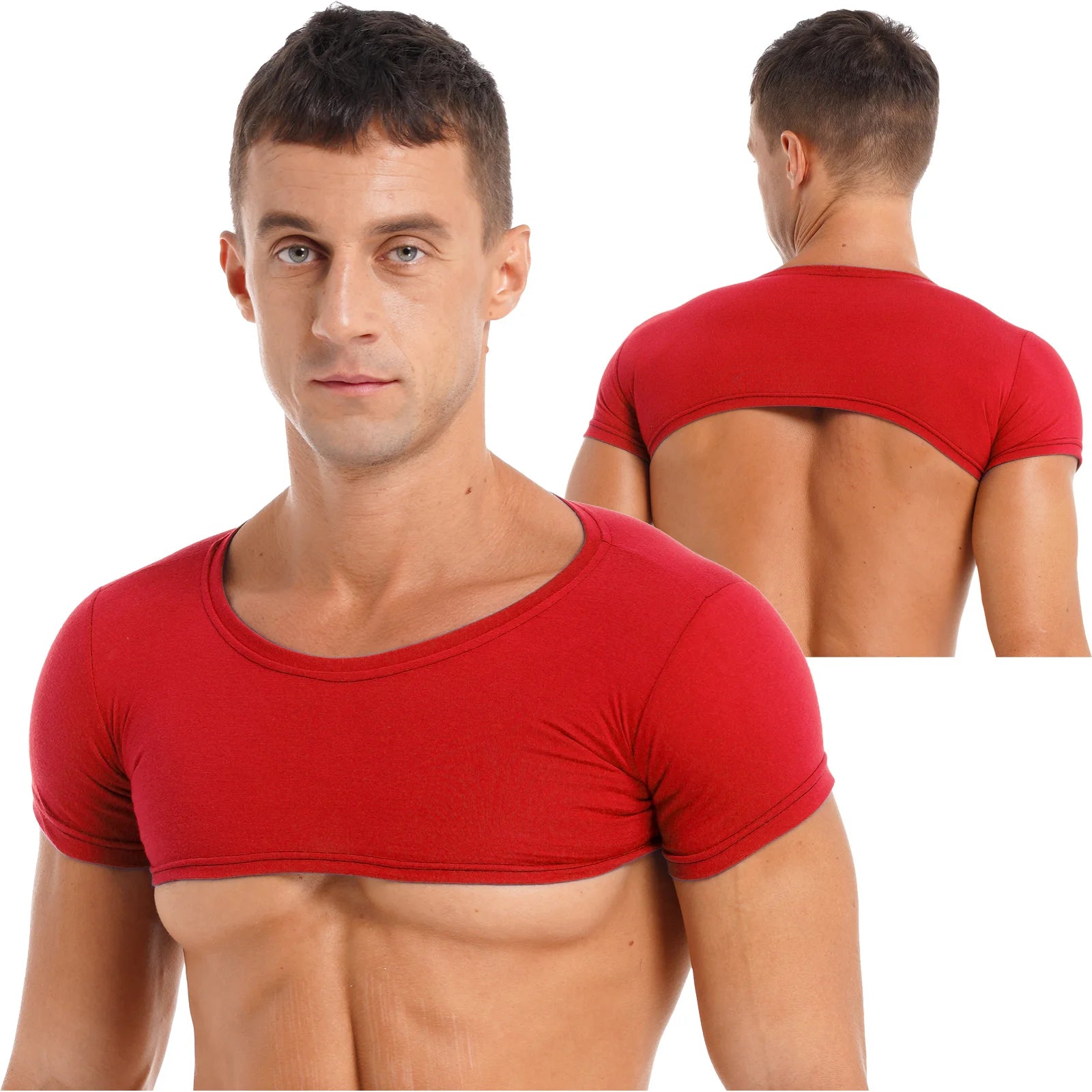 Men's Crop Top Muscle Tee Gym Workout Clubwear Party Outfit