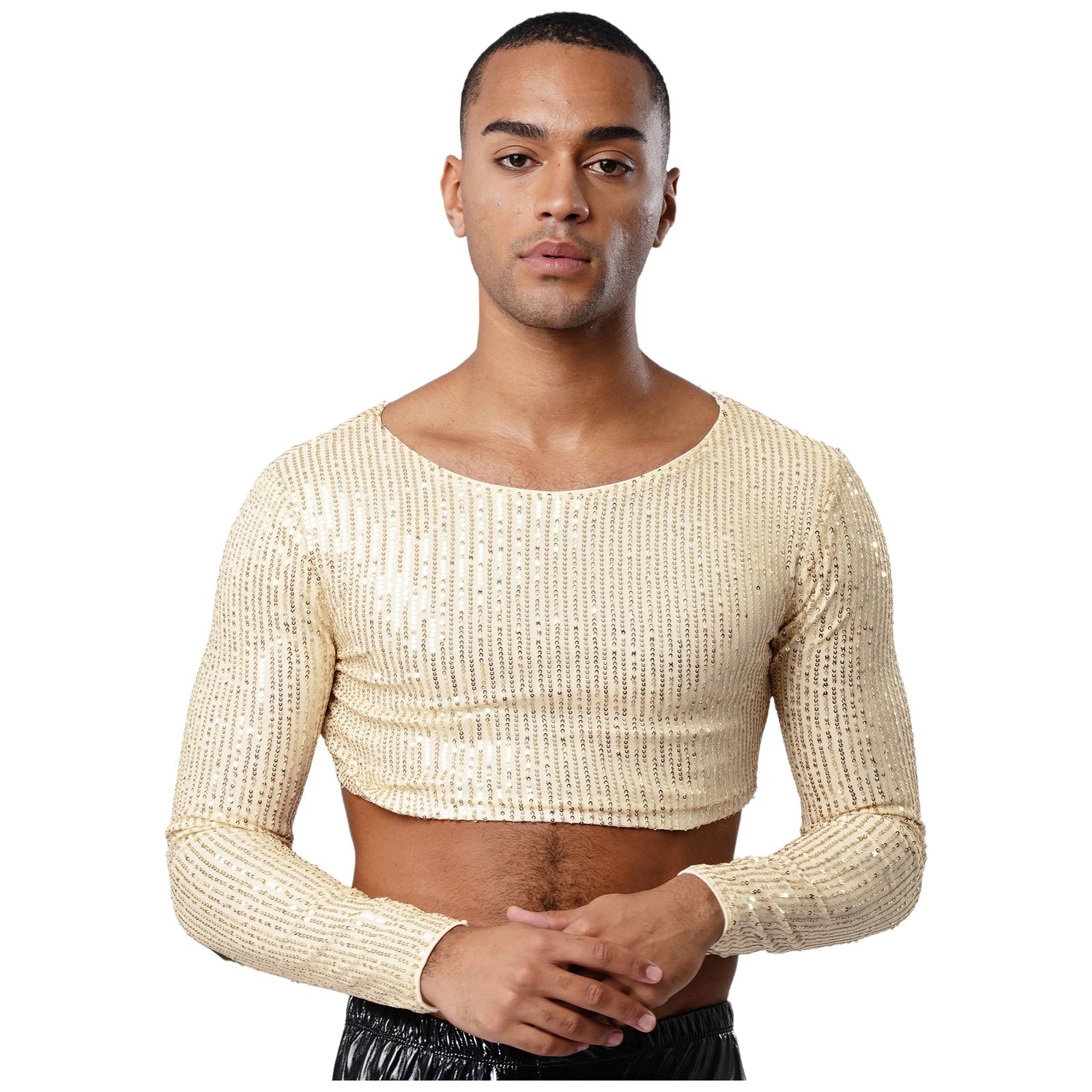 Men's Glitter Sequin Crop Top