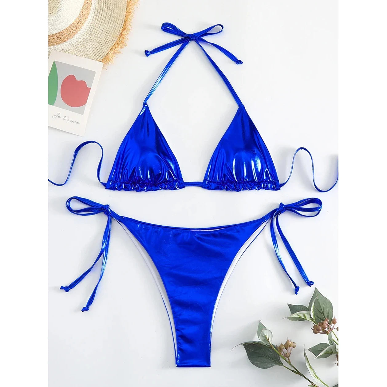 Shimmer Lace-Up Triangle Bikini