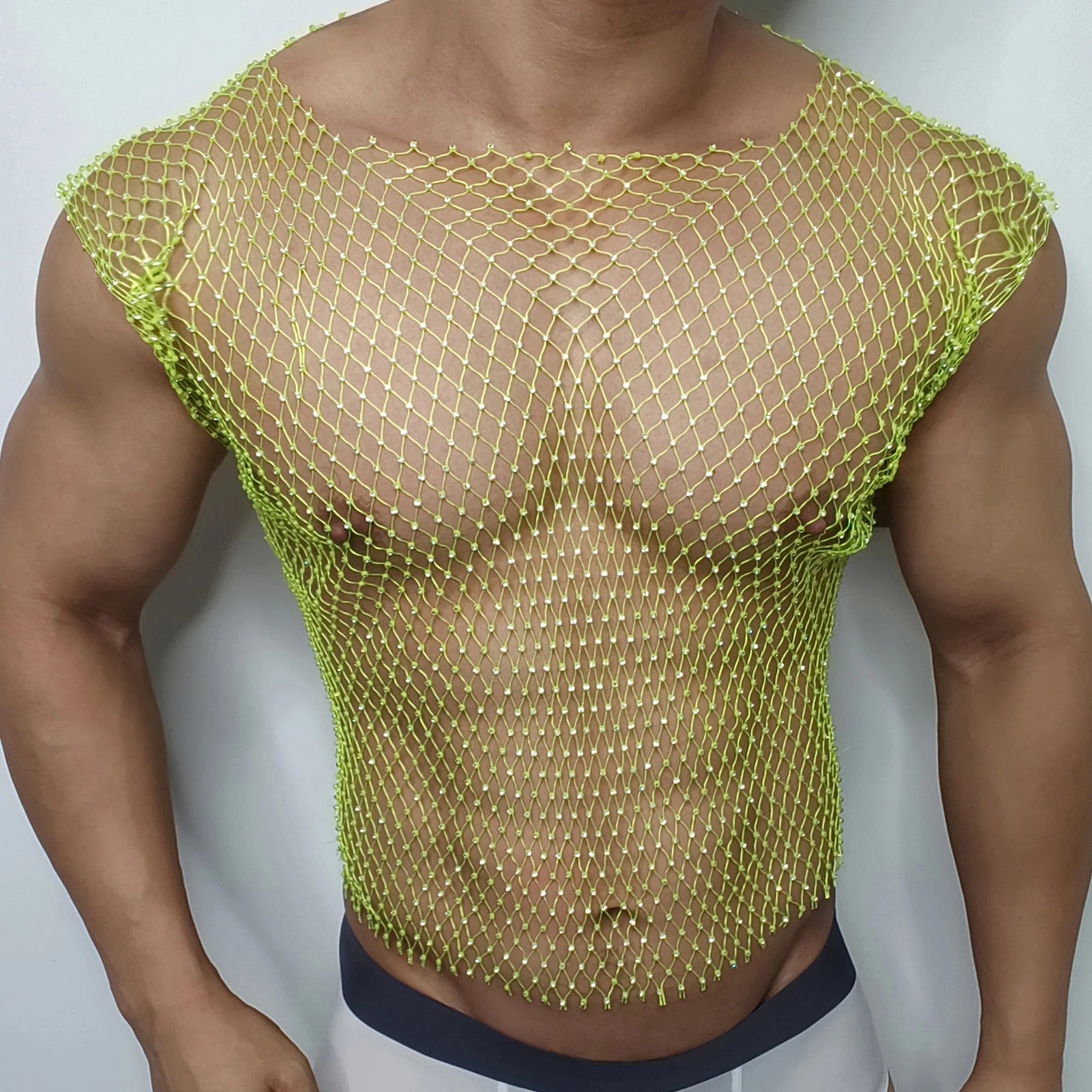 MEN See-Through Fishnet Vest
