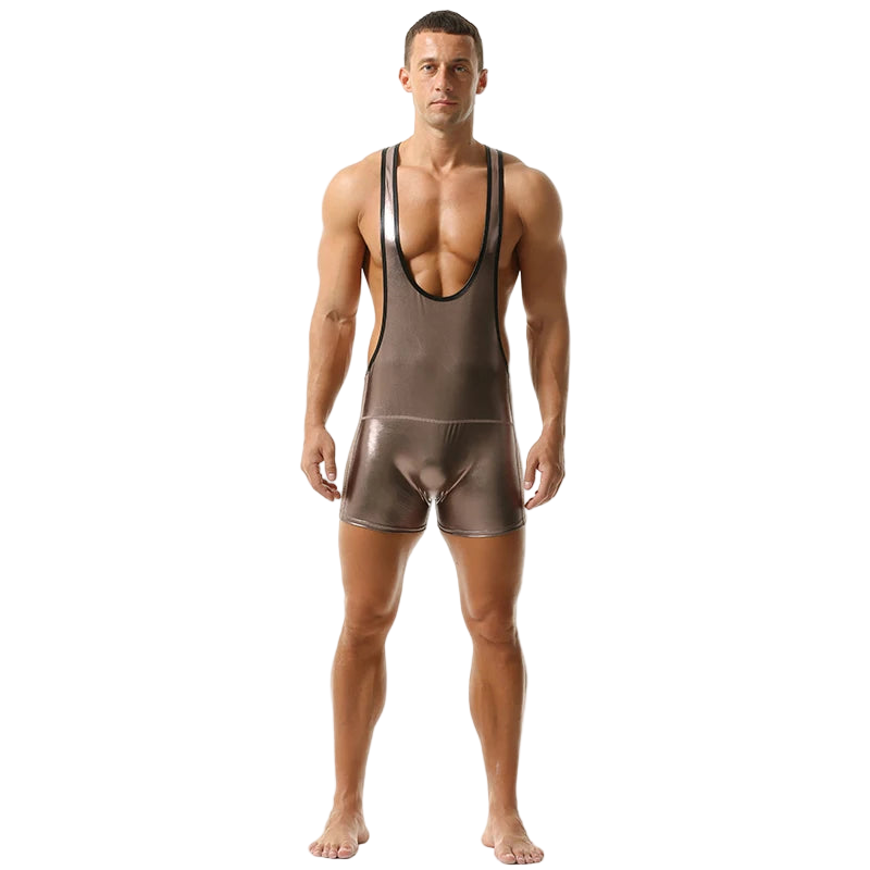 Sexy Men's Jumpsuit Leather Costume