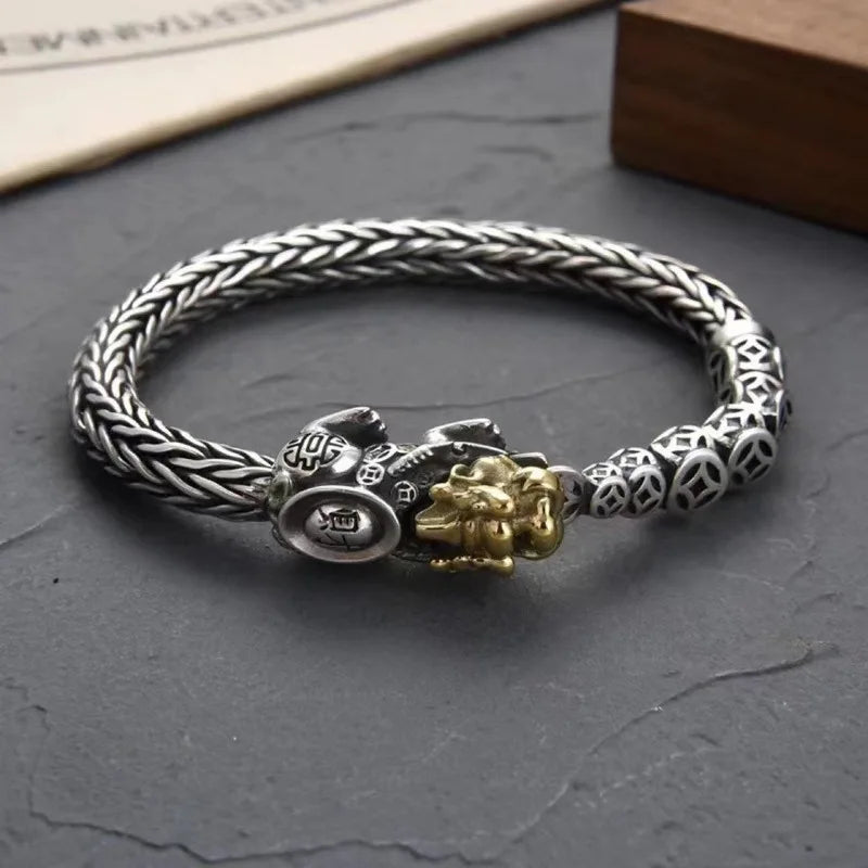 Retro Pixiu Silver Plated Bracelet