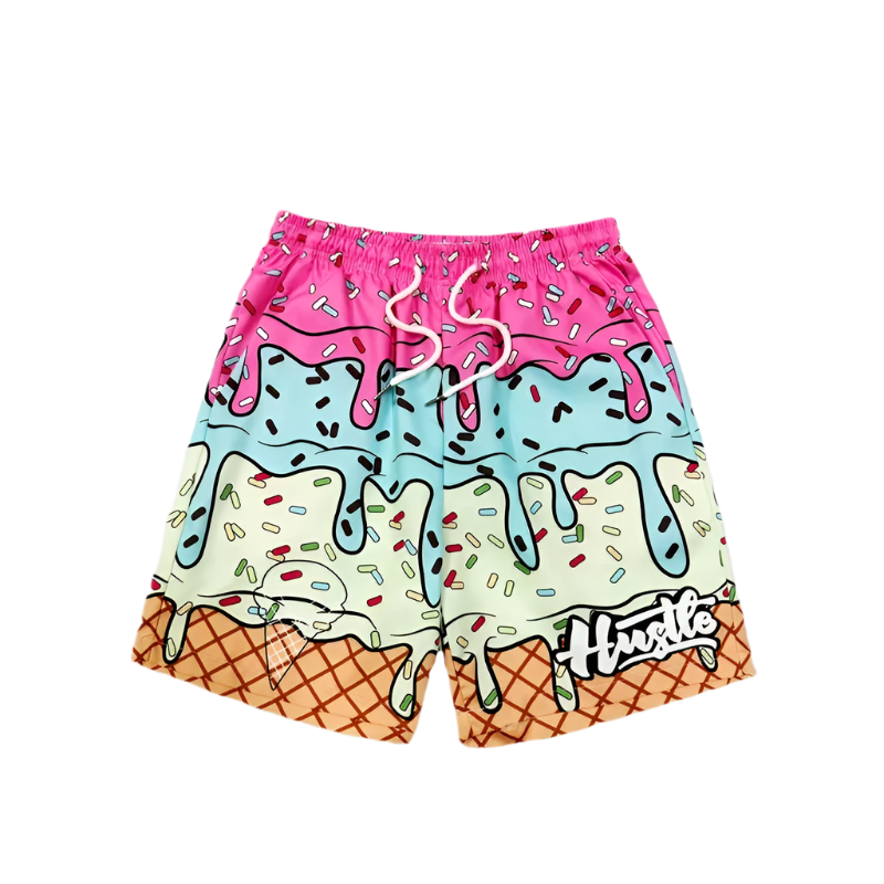 Ice Cream Graphic Beach Shorts