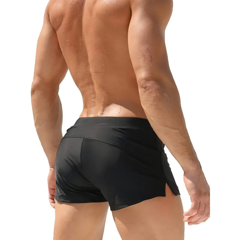 Stretchy Quick-Dry Zip Swim Trunks