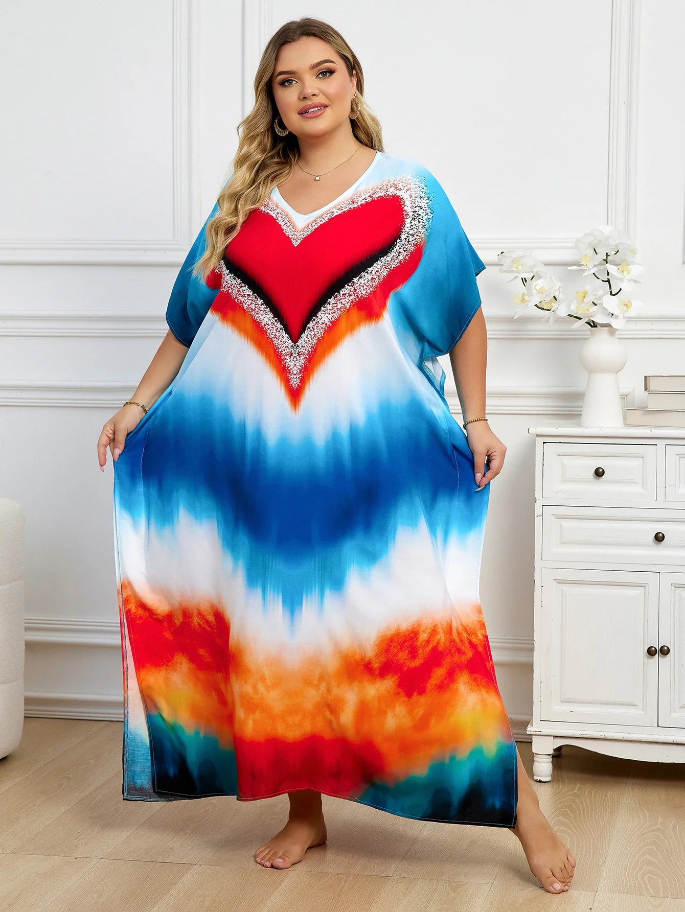 Flowing Plus-Size Kaftan