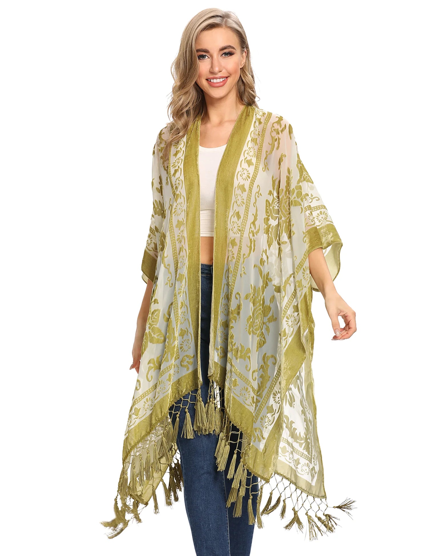 Tassel Plush Beach Kimono