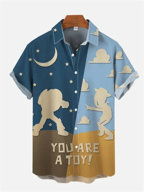 Rainbow Pony Print Men's Short Sleeve Shirt