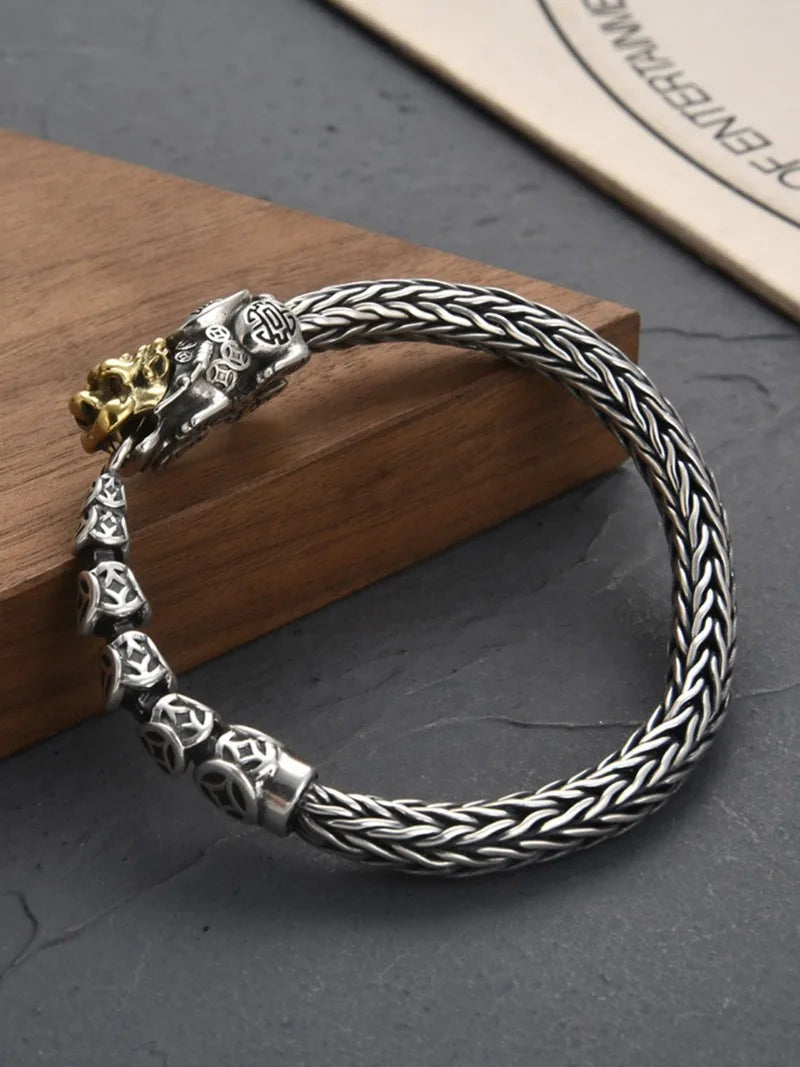 Retro Pixiu Silver Plated Bracelet