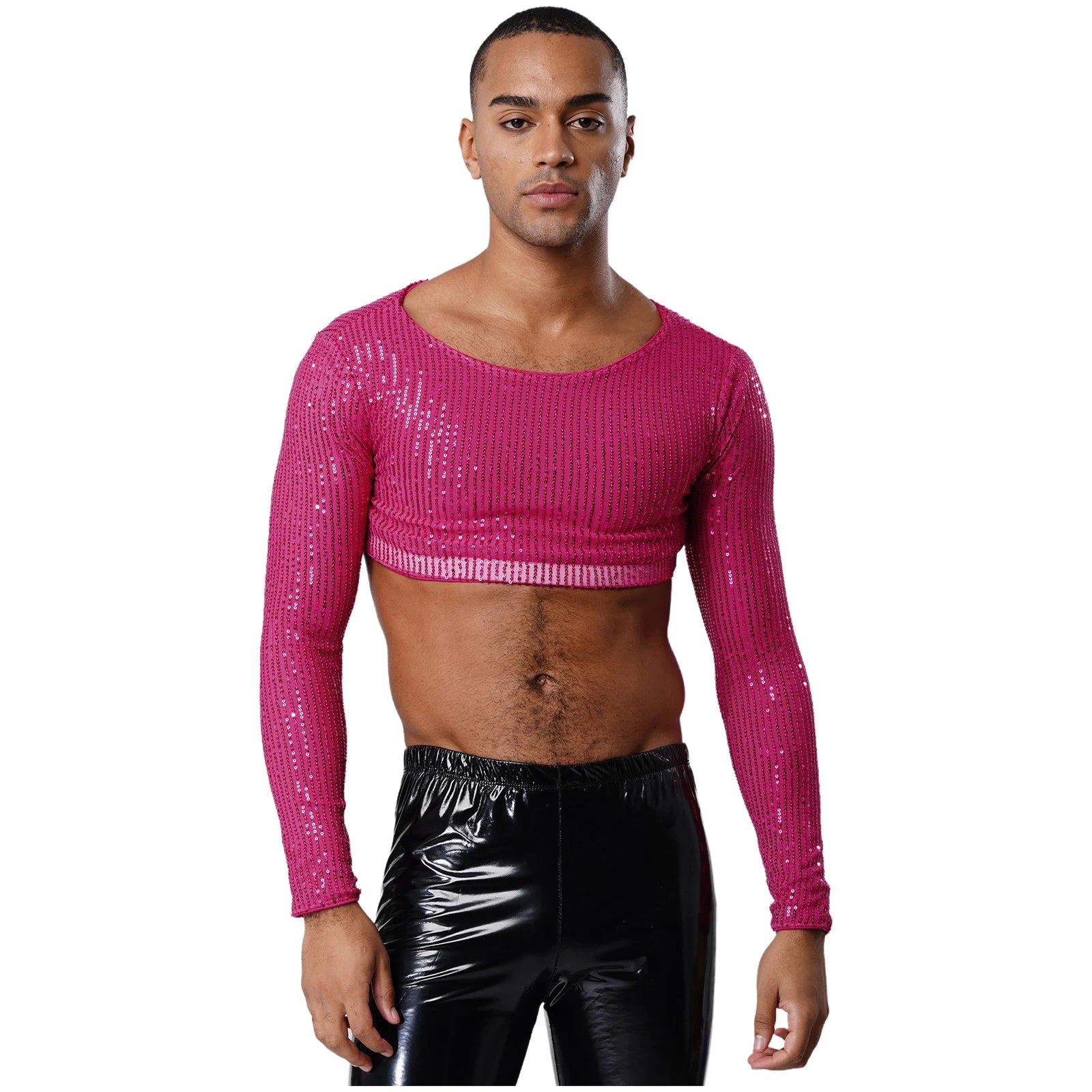 Men's Glitter Sequin Crop Top