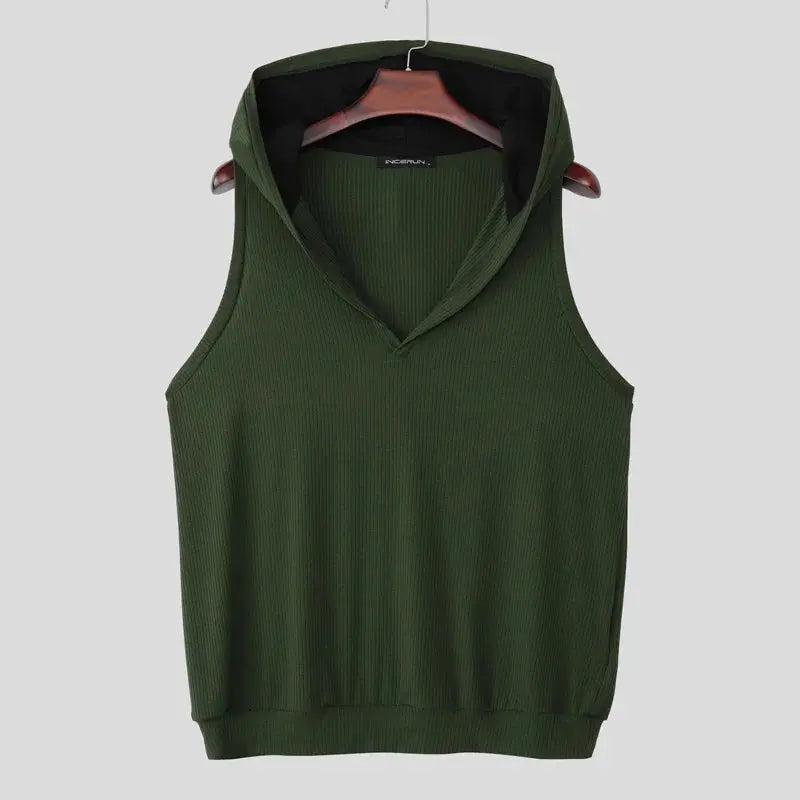 Patchwork Hooded Tank Top